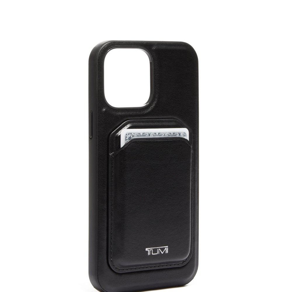 TUMI Black iPhone case w magnetic card holder (iPhone 12/13 Pro Max)